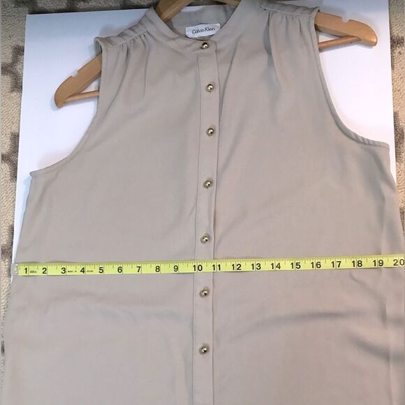 Calvin Klein Black Beige Classic Casual Sleeveless Workwear Casual Shirtdress 6 - Picture 5 of 9